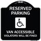Signmission Reserved Parking Van Accessible Violators Will Fined Heavy-Gauge Alum Sign, 18" x 18", BW-1818-23000 A-DES-BW-1818-23000 - alternate 1